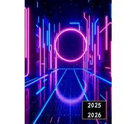 Agenda Scolaire 2025 2026 Journalier: Tunnel de néon avec un cercle lumineux | Une page par jour | Format compact 12x17 cm | Couverture Souple | Pour ... garçon & ado | Septembre 2025 - Juillet 2026