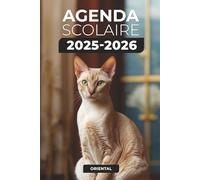 Agenda Scolaire 2025-2026 Oriental: Chat | Format A5 | 2 Jours par Page | Parfait pour Organiser Votre Année Scolaire