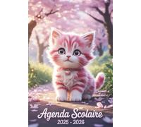 Agenda Scolaire Fille 2025 2026: Planificateur A5 - 2 jours par page - Pour élèves du Primaire au Lycée - Animaux chat
