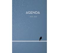 Agenda scolaire journalier 2025-2026-Oiseau sur fil blanc - Fond bleu gris (13.34x20.32 cm) 1 page par jour