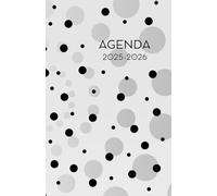Agenda scolaire journalier 2025-2026-Pois noirs, gris et blanc (12.85x19.84 cm) 1 page pour 2 jours
