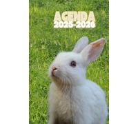 Agenda scolaire journalier 2025-2026-Thème animaux - Lapin blanc(12.85x19.84 cm) 1 page pour 2 jours