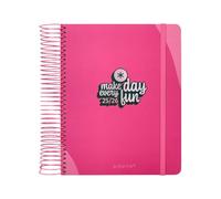 Agenda scolastica antartik 25-26 spirale fun day fucsia dia pagina a5 bilingue carta fsc 80g