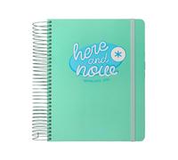 Agenda scolastica antartik 25-26 spirale here and now turchese giorno pagina a5 bilingue carta fsc 80gr 80gr.