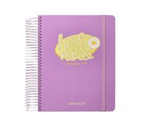 Agenda scolastica antartik 25-26 spirale here and now viola dia pagina a5 bilingue carta fsc 80 gr.