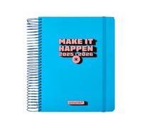 Agenda scolastica antartik 25-26 spirale neon blu dia pagina a5 bilingue carta fsc 80 gr.