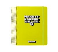 Agenda scolastica antartik 25-26 spirale neon giallo giorno pagina a5 bilingue carta fsc 80 gr.
