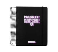Agenda scolastica antartik 25-26 spirale neon nero giorno pagina a5 bilingue carta fsc 80 gr.