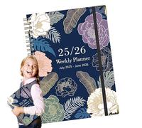 Agenda scolastica, formato A5, con design floreale, da luglio 2025 a giugno 2026, per schizzi, bullet journaling, appunti, università, giurisprudenza, ricerca sul lavoro