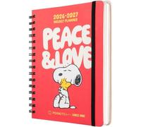 Grupo Erik Diario Scuola 2026 2027 Snoopy Peanuts - Agenda Settimanale 2026 2027 A5 per Scuola Medie e Superiore, 12 Mesi | Diario Scolastico con Copertina Rigida, Stickers e Tasca Interna