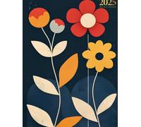 Agenda Semainier 2025 A4: Vue verticale, 1 semaine sur deux pages, grand format A4 avec heures, couverture moderne, à motif floral, pour une année organisée de janvier à décembre.