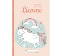 Agenda Semainier: Scolaire Licorne pour fille école primaire : cours élémentaire, moyen (CP, ce1, ce2, cm1, cm2).Une semaine sur 2 pages format A5
