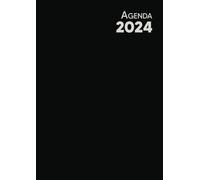 Agenda Settimanale 2024: Pianificatore in italiano Formato Grande A4, Layout verticale - Nero - 1 settimana su 2 pagine, con panoramica Mensile all'inizio di ogni Mese