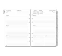 Agenda settimanale 2026 2027 A5, 6 fori, 1 settimana 2 pagine con panoramica mensile, note, contatto, agosto 2026 luglio 2027, 100 GSM, inserti per calendario, ricarica per calendario 26/27, 153 x 21