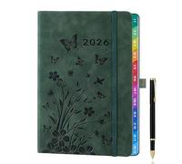 Agenda Settimanale 2026 A5 con Penna - Planner Verde Mare Gen-Dic, Vista Settimanale, Etichette Mensili, Tasca Interna, Portapenne e Chiusura Elastico - Ideale per Scuola, Casa e Ufficio