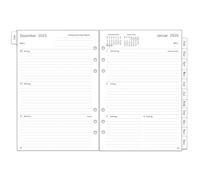 Agenda settimanale 2026, formato A5, 6 fori, in tedesco, 1 settimana, 2 pagine con schede, extra password, note contatti, da gennaio.26 a dicembre.26, 100 GSM, ricarica per calendario 2026