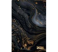 Agenda settimanale 2026: formato A6 da gennaio a dicembre, Un settimana su 2 pagine , Marmo nero oro elegante