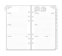 Agenda settimanale 2026 Personal A6, tedesco, 6 fori, 1 settimana 2 pagine con schede, password, note, contatto, gennaio.26 fino a dicembre.26, ricarica GSM per calendario 2026, 95 x 171 mm