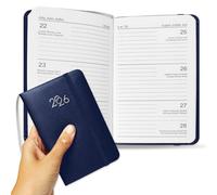 Agenda Settimanale 2026 Tascabile Italiano - 14x9cm, Copertina in PU Morbido con Chiusura a Elastico e Segnalibro - Agendina per Scuola, Università, Lavoro - Idea Regalo (Blu Navy)