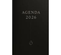 Agenda settimanale 2026 verticale A5 nera uomo: 12 mesi, sabato domenica interi, intervalli 30 minuti, doppia pagina, italiano.