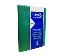 AGENDA SETTIMANALE 2026 WEEKLY 17 x 24 cm INTERCAMBIABILE Intempo con copertina trasparente verde + penna a scatto e segnalibro