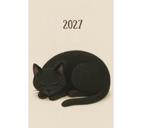 Agenda settimanale 2027 verticale A5 con gatto nero: 12 mesi, sabato domenica interi, intervalli 30 minuti, doppia pagina, italiano, donna, tema gatti.