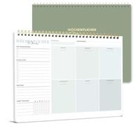 Agenda settimanale A4 senza data fissa, 50 pagine Weekly Planner, sottomano con lista di cose da fare, calendario settimanale a spirale, agenda settimanale con visualizzazione settimanale e tracker