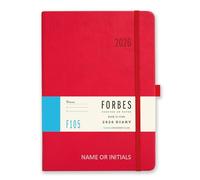 Agenda settimanale A5 2026 - Collezione Forbes di Tangible Stationery Co. Ltd - Appuntamenti - Segnalibro a nastro - Chiusura elastica - Versione personalizzata - Tascabile - Rosso