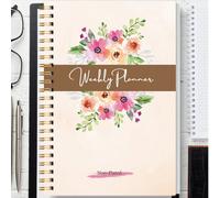 Agenda settimanale A5, agenda settimanale e giornaliera a spirale da 52 settimane con focus settimanale, definizione degli obiettivi, liste di cose da fare, tracker delle abitudini e sezione per le no