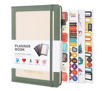 Agenda Settimanale A5, Weekly Planner non Datata Pianificatore Settimanale Copertina Rigida in Pelle PU Diario Accademico con Adesivi e Segnalibro per l'Ufficio scolastico Verde