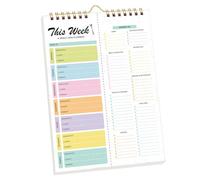 Agenda settimanale dei pasti, 21,9 x 27,9 cm, blocco note non datato, 52 fogli color pastello per la preparazione degli alimenti, lista della spesa e set di obiettivi per un'alimentazione per una