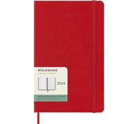 AGENDA settimanale Week MOLESKINE 2024 12 MESI 21x13cm Large Copertina Rigida rosso scarlatto + omaggio Planner scadenziario ufficio e penna prestige e deluxe