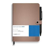 Agenda Seven Cartomania ELEGANT bronzo a blocco fisso 2026 21x15 cm Giornaliera 12 mesi con penna Touch - chiusura con elastico + penna a scatto e segnalibro