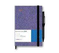 Agenda Seven Cartomania Elegant Grigio, Blocco Fisso 2026, Formato 9x13 cm (viola glitter)