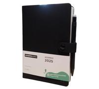 Agenda Seven Cartomania ELEGANT nera a blocco fisso 2025 18x12 cm Giornaliera 12 mesi con penna Touch - chiusura bottone + penna a scatto e segnalibro