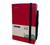 Agenda Seven Cartomania Paper Plan Rossa a blocco fisso 2025 21x15 cm Giornaliera 12 mesi con penna Touch - chiusura con elastico + penna a scatto e segnalibro