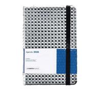 Agenda Seven Cartomania Pixel Glow Effetto 3D Argento a blocco fisso 2026 18x12 cm Settimanale 12 mesi + penna a scatto e segnalibro