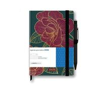 Agenda Seven Cartomania Precious Grafica Rosa con particolari color oro a blocco fisso 2026 9x13 cm Giornaliera 12 mesi con penna Touch - chiusura con elastico + penna a scatto e segnalibro