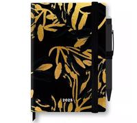 Agenda Seven Cartomania Precious Nero Oro a blocco fisso 2025 21x15 cm Giornaliera 12 mesi con penna Touch - chiusura con elastico + penna a scatto e segnalibro