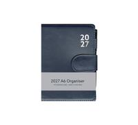 Agenda tascabile 2026, formato A6, visualizzazione settimanale, blu navy, in morbida ecopelle, con chiusura a scatto e passante per penna, agenda settimanale compatta, per viaggi, lavoro, scuola e