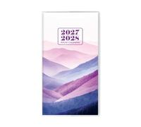 Agenda tascabile 2027-2028, 17 cm x 9,4 cm, calendario mensile con montagna | Il planner va da gennaio 2027 a dicembre 2028, calendario astratto con montagna con copertura in PVC per pianificazione
