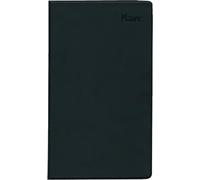 Agenda tascabile nera 2025, 9,5 x 16 cm, 32 pagine, con taglio a registro, 1 mese su 2 pagine, pieghevole, taccuino per appunti, 530-1020