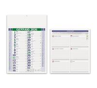 Agendepoint.it - Calendario da muro 2026 olandese note sul retro mensile 12mesi vari colori 30x42cm A3 microperforato 2pz - Verde scuro
