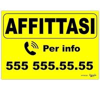 Agendepoint.it - Cartello Affittasi Personalizzato Giallo 42x30 Plastificato Impermeabile