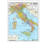 Agendepoint.it - Cartina Italia Geografica A3 Fisica Politica 30x42 Plastificata Lucida Per Uso Scolastico