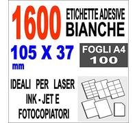 Agendepoint.it - Etichette Adesive 105x37 Scatola 100 Fogli A4 1600 Etichette Stampa Laser E Inkjet
