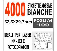 Agendepoint.it - Etichette Adesive 52,5x29,7 Scatola 100 Fogli A4 4000 Etichette Stampa Laser E Inkjet