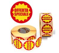 Agendepoint.it - Etichette Adesive Offerta Speciale, Rosso e Giallo, 2.000 Etichette, 2 Rotoli, Adesivi Promozionali per Negozi