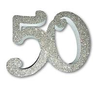 Agendepoint.it - Numero 50 Cinquanta in 3D in Polistirolo per Compleanni Ed Aventi 10cm Altezza 2cm Argento per Decorazioni Torte