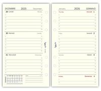 Agendepoint.it - Ricambio agenda organizer settimanale 2026 9,5x17cm BI-LINGUA avorio